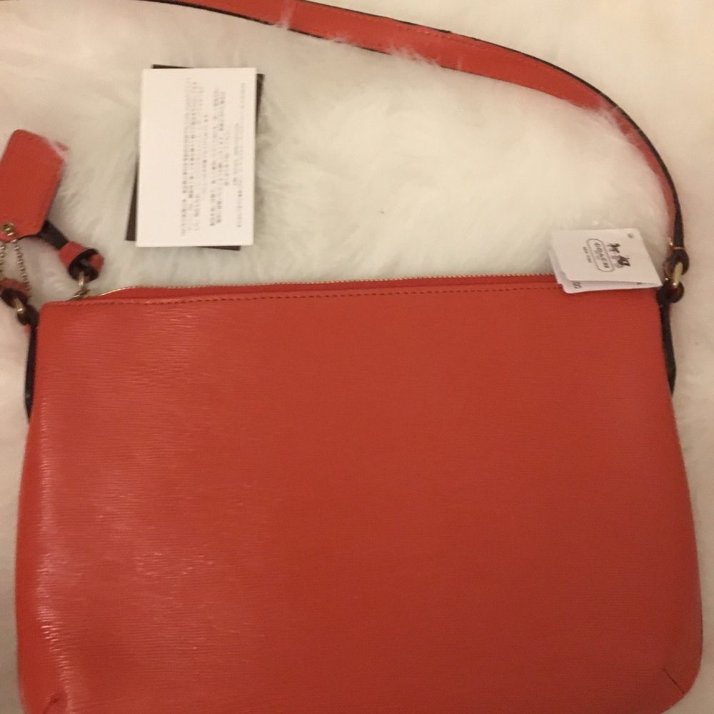 Coach orange leather cross body handbag - NEW - Picture 4 of 4